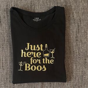 J. Crew Black Tee with Gold Booze Graphic Collector Tee